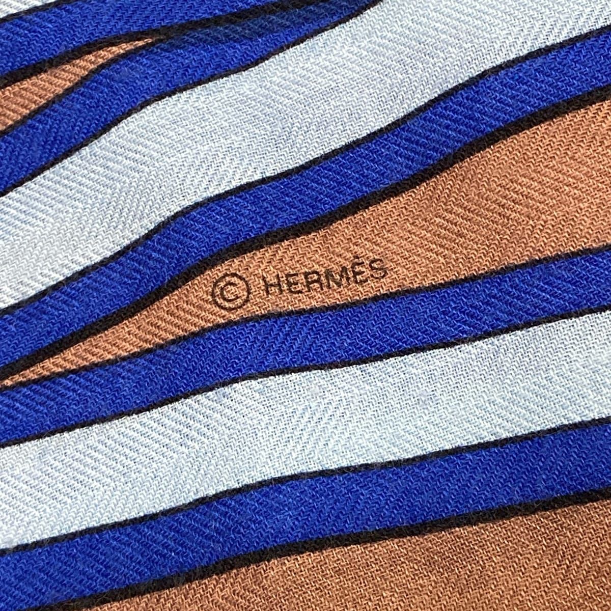 Hermes Shawl Carre Geant 140 White Brown Multi Grand Tralala Scarf — view 2