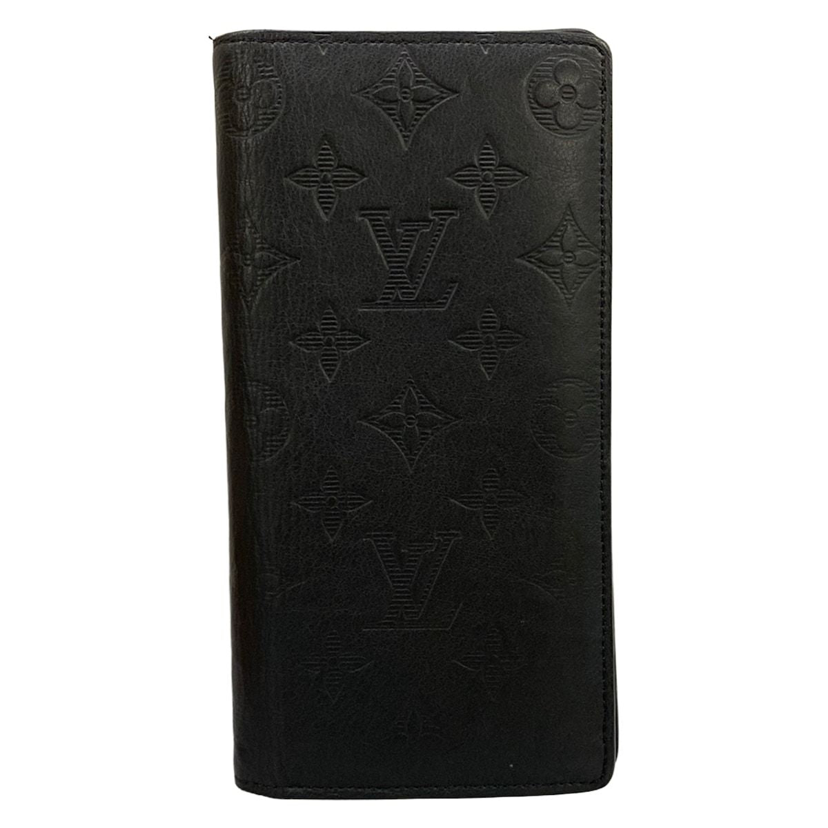 Louis Vuitton Wallet Monogram Shadow Portefeuille Brazza Black Leather