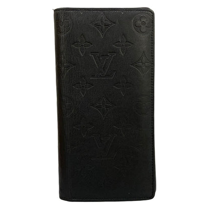 Louis Vuitton Wallet Monogram Shadow Portefeuille Brazza Black Leather