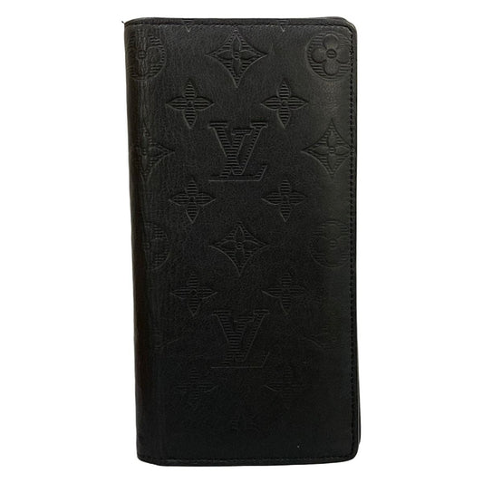 Louis Vuitton Wallet Monogram Shadow Portefeuille Brazza Black Leather