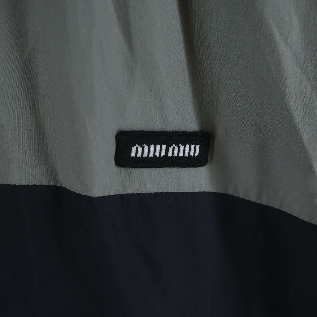Miu Miu Technical Nylon Zip Up Jacket Gray Black — view 5