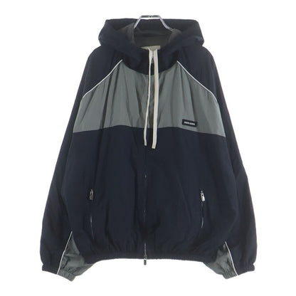 Miu Miu Technical Nylon Zip Up Jacket Gray Black
