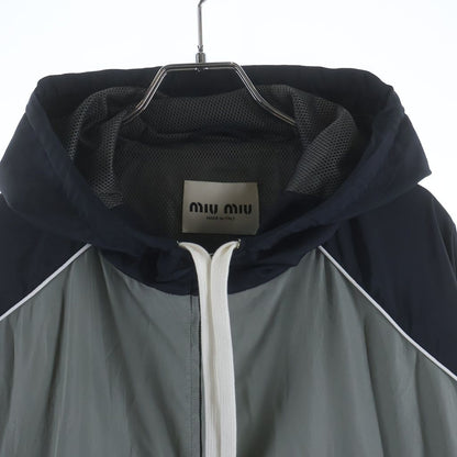 Miu Miu Technical Nylon Zip Up Jacket Gray Black — view 3