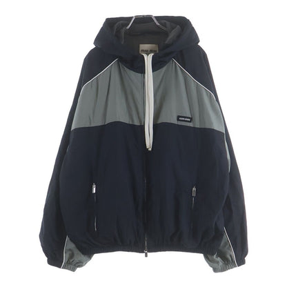 Miu Miu Technical Nylon Zip Up Jacket Gray Black