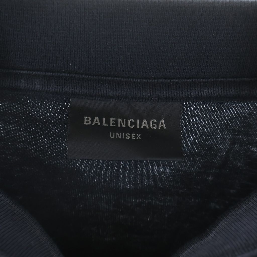 Balenciaga Distressed Arm Logo Embroidery Long Sleeve T-Shirt Black — view 6