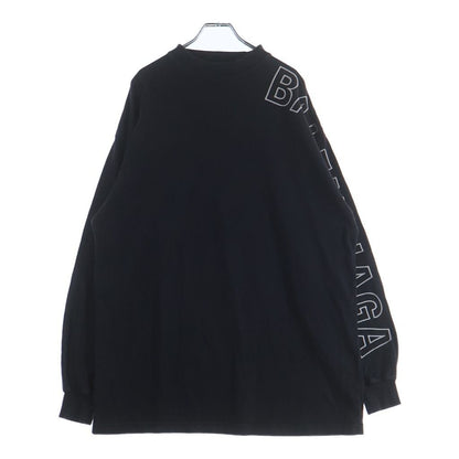 Balenciaga Distressed Arm Logo Embroidery Long Sleeve T-Shirt Black