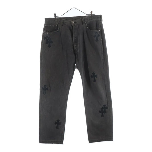 Chrome Hearts Levi's Vntg Blk Red Tab Washed 501 Denim Pants with Cross Patch