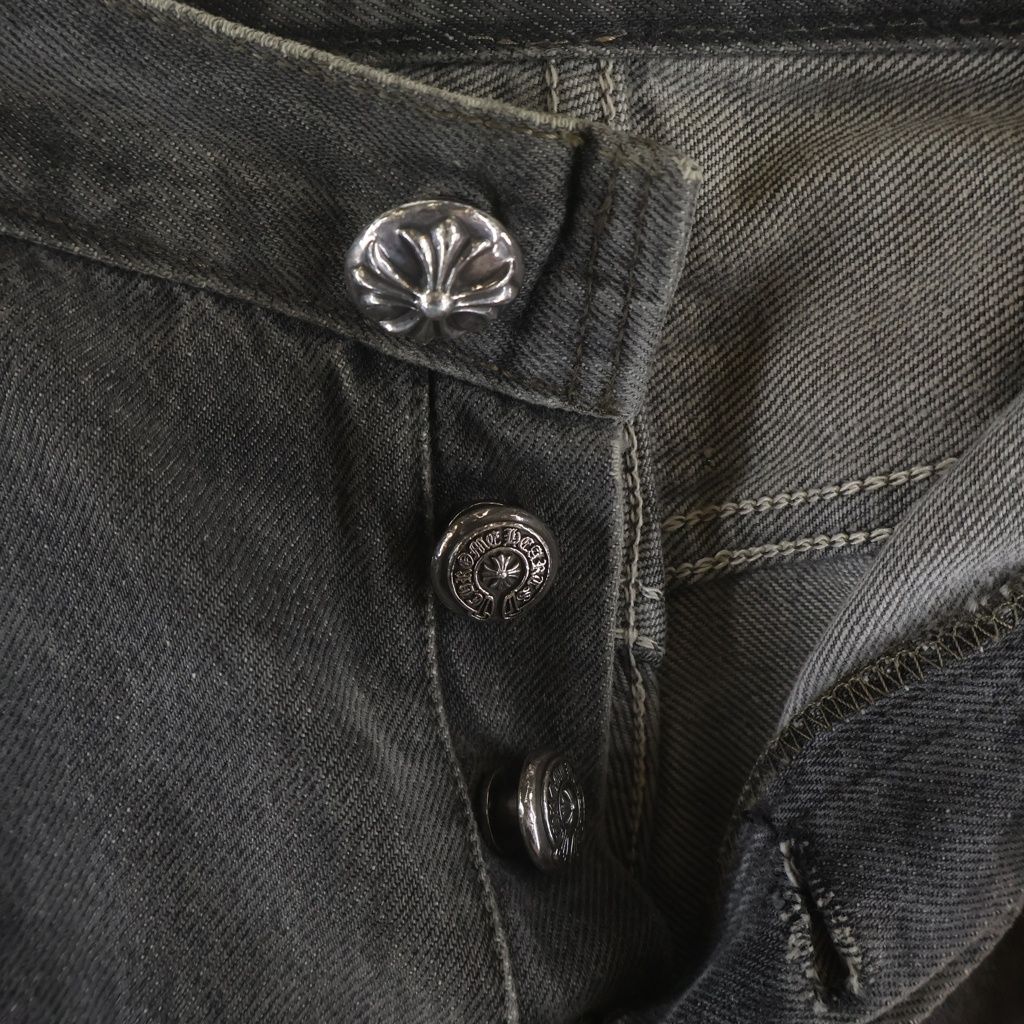 Chrome Hearts Levi's Vntg Blk Red Tab Washed 501 Denim Pants with Cross Patch — view 6