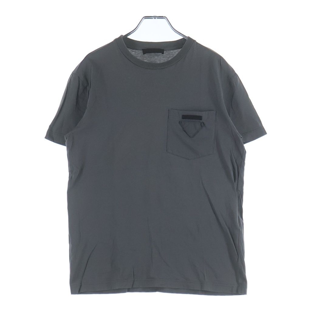 Prada Triangle Logo Pocket Short Sleeve T-Shirt Gray