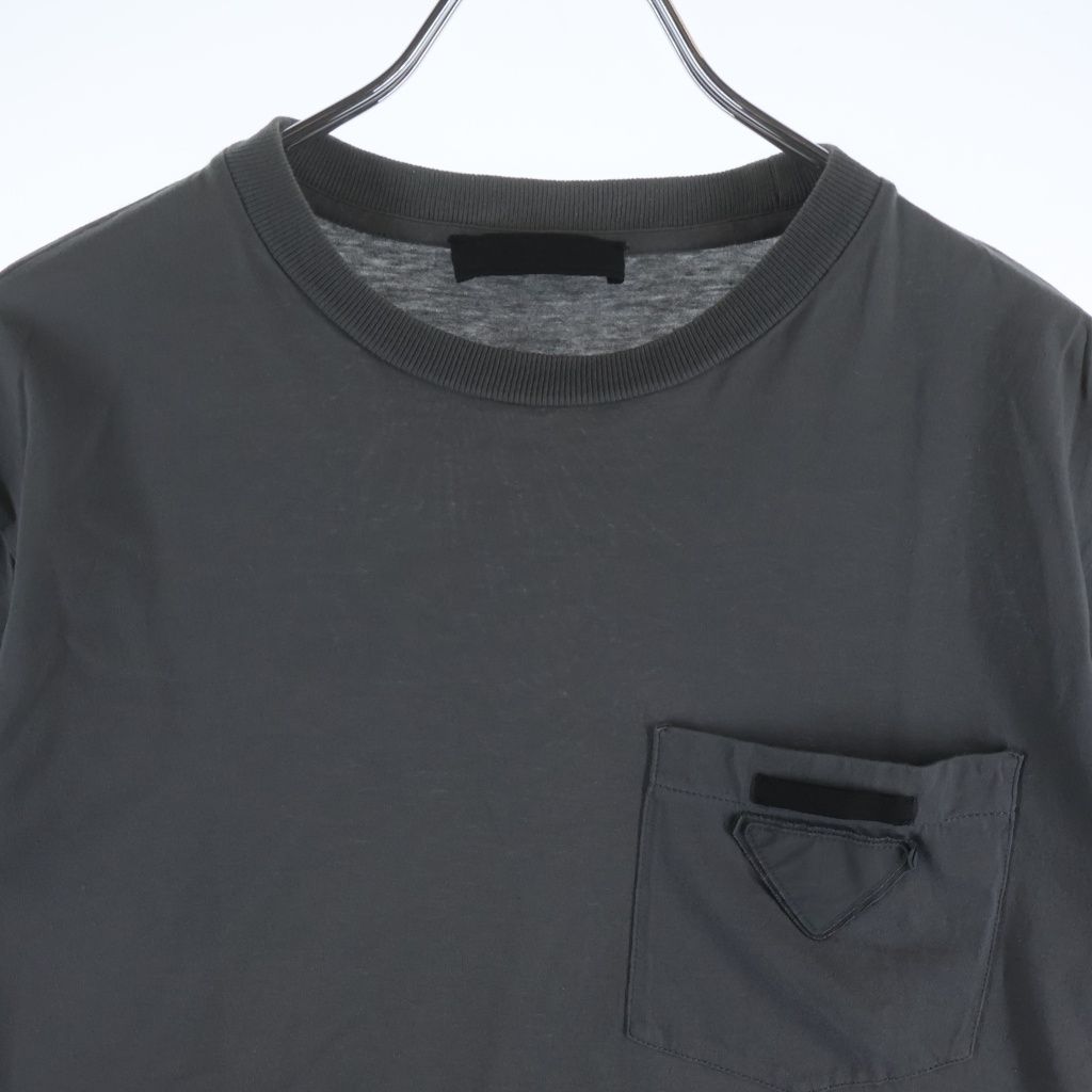 Prada Triangle Logo Pocket Short Sleeve T-Shirt Gray — view 3