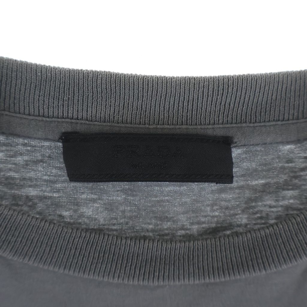 Prada Triangle Logo Pocket Short Sleeve T-Shirt Gray — view 6