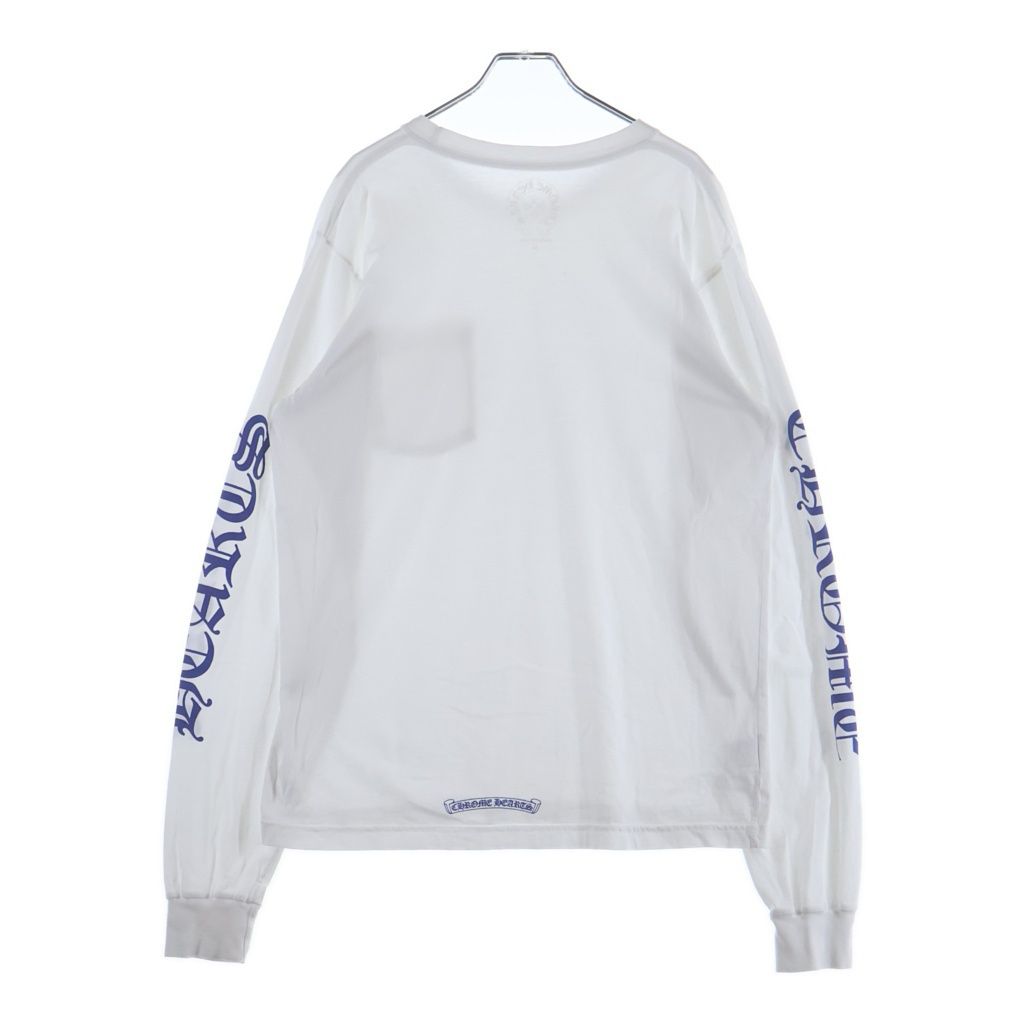 Chrome Hearts CH LS 1 Neck Logo Arm Print Crew Long Sleeve T-Shirt White Blue — view 2