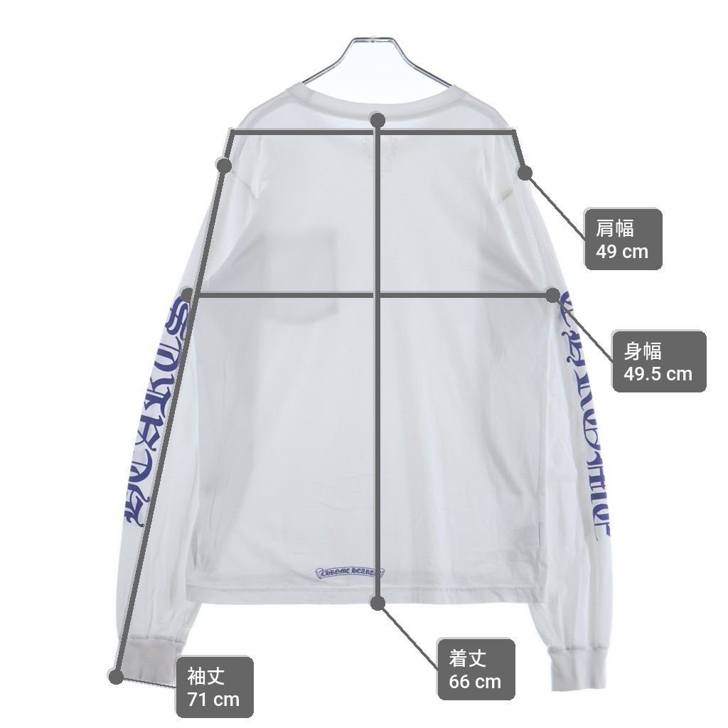 Chrome Hearts CH LS 1 Neck Logo Arm Print Crew Long Sleeve T-Shirt White Blue — view 9