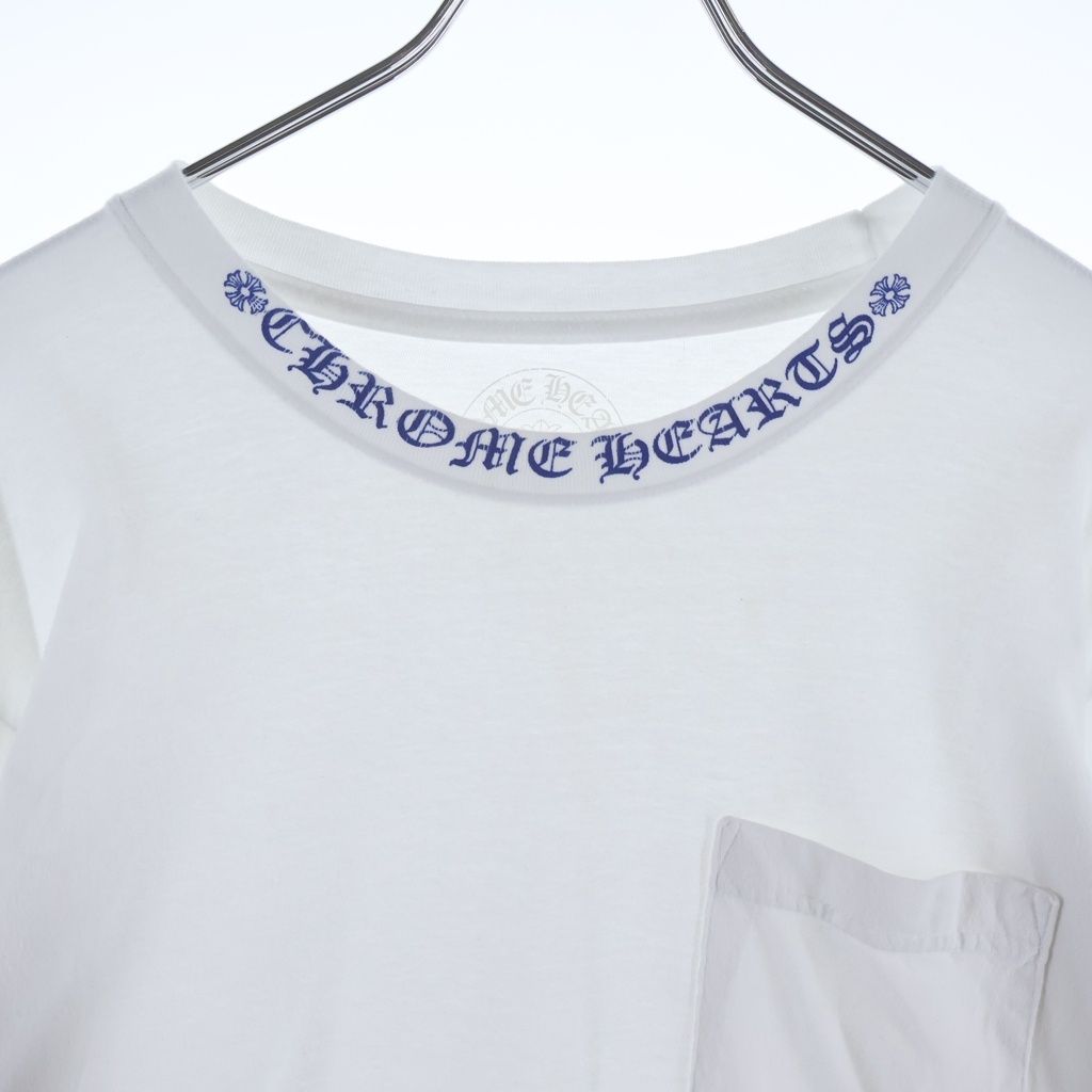 Chrome Hearts CH LS 1 Neck Logo Arm Print Crew Long Sleeve T-Shirt White Blue — view 3