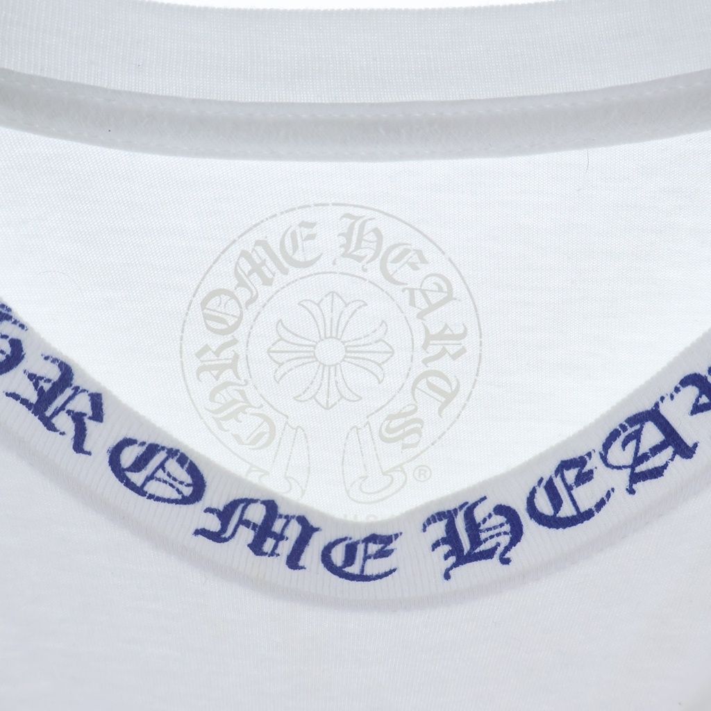 Chrome Hearts CH LS 1 Neck Logo Arm Print Crew Long Sleeve T-Shirt White Blue — view 7