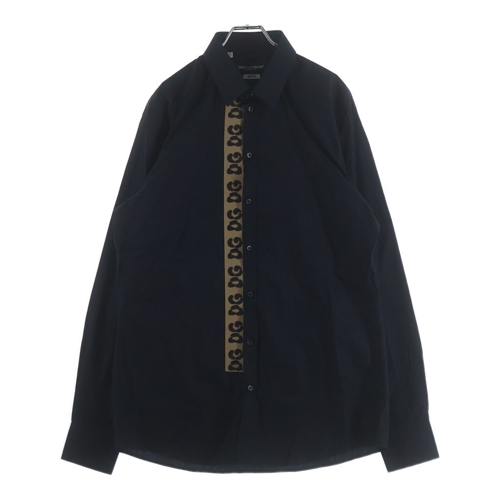 Dolce & Gabbana Marti Ni Senta Logo Line Collared Long Sleeve Shirt Black
