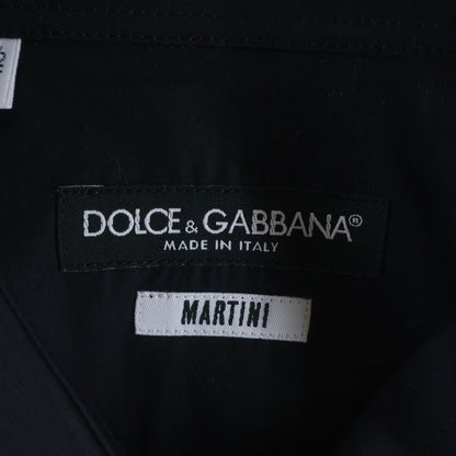 Dolce & Gabbana Marti Ni Senta Logo Line Collared Long Sleeve Shirt Black — view 6