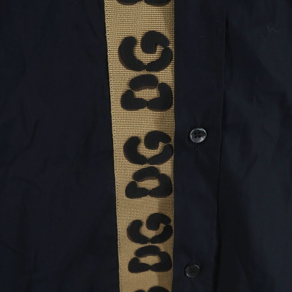 Dolce & Gabbana Marti Ni Senta Logo Line Collared Long Sleeve Shirt Black — view 5