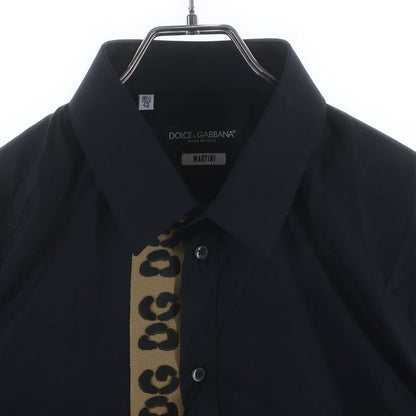 Dolce & Gabbana Marti Ni Senta Logo Line Collared Long Sleeve Shirt Black — view 3