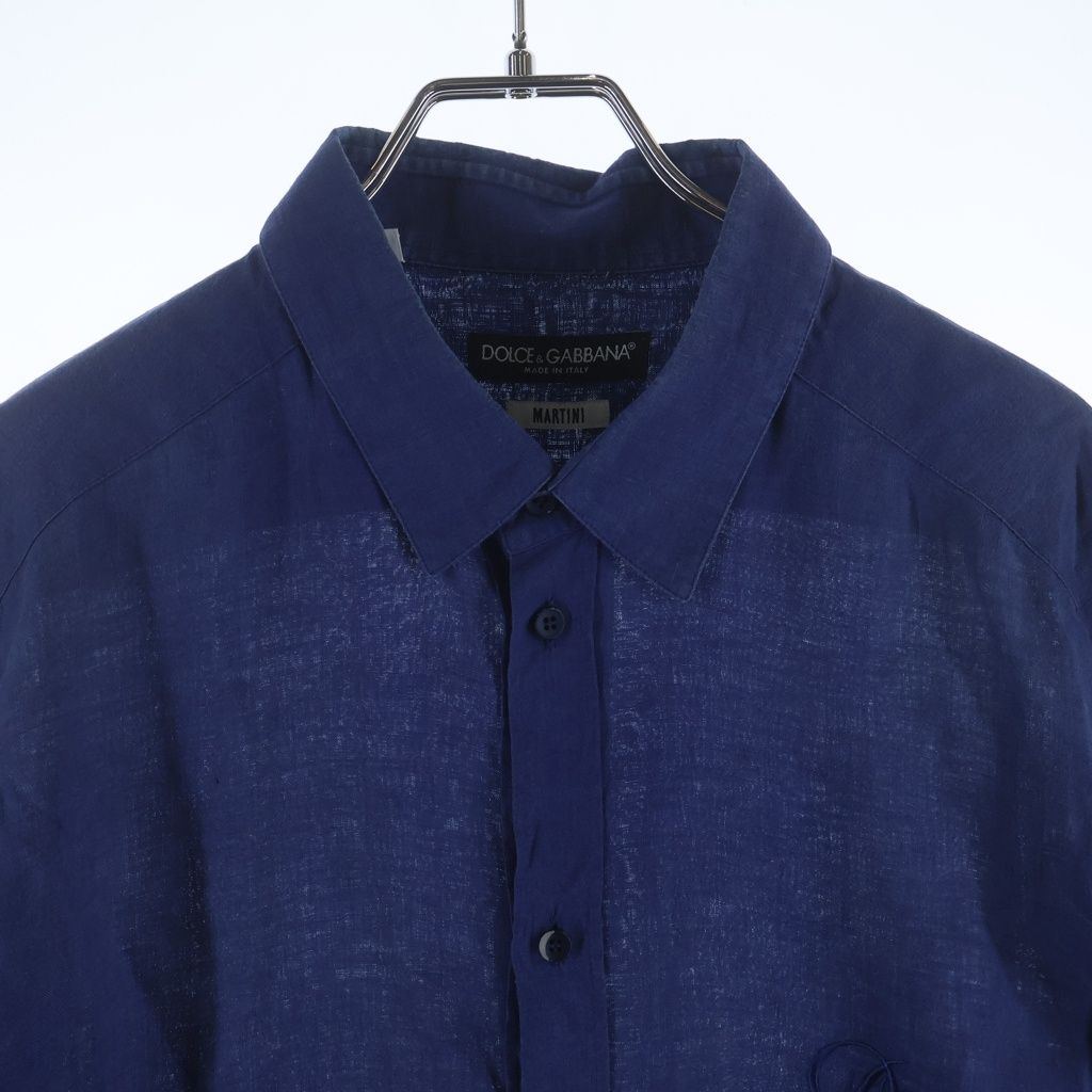 Dolce & Gabbana Marti Ni Chest Logo Embroidery Button Up Collared Long Sleeve — view 3