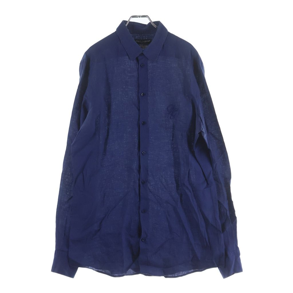 Dolce & Gabbana Marti Ni Chest Logo Embroidery Button Up Collared Long Sleeve