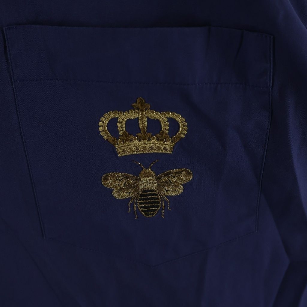 Dolce & Gabbana Chest Bee Embroidery Button Up Collared Long Sleeve Shirt Blue — view 5