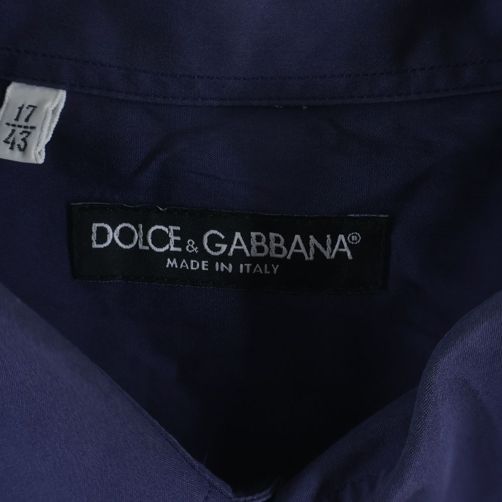 Dolce & Gabbana Chest Bee Embroidery Button Up Collared Long Sleeve Shirt Blue — view 6