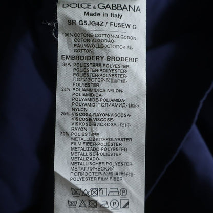 Dolce & Gabbana Chest Bee Embroidery Button Up Collared Long Sleeve Shirt Blue — view 7