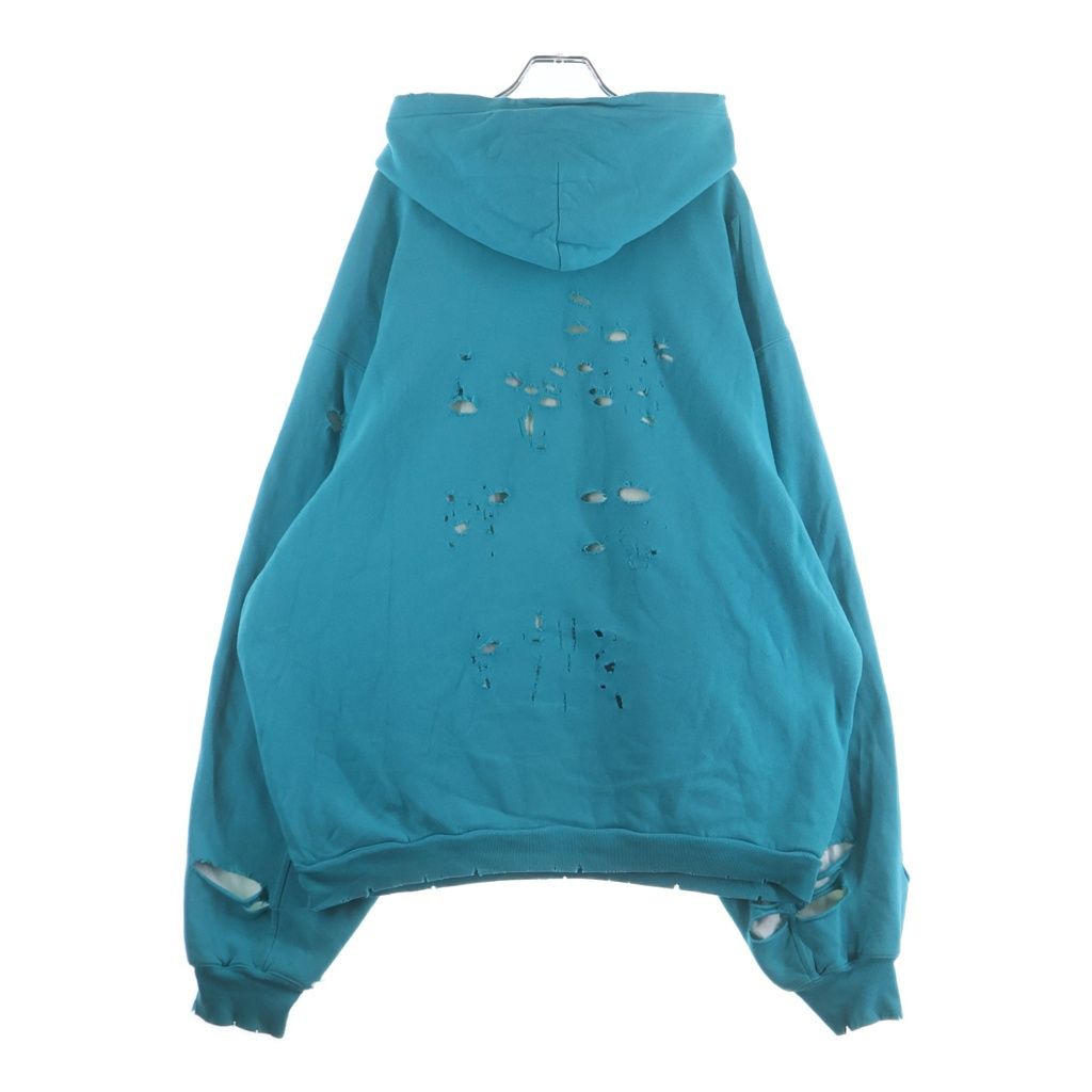 Balenciaga Destroyed Logo Midi Amfrey Souple Over Hoodie Green — view 2