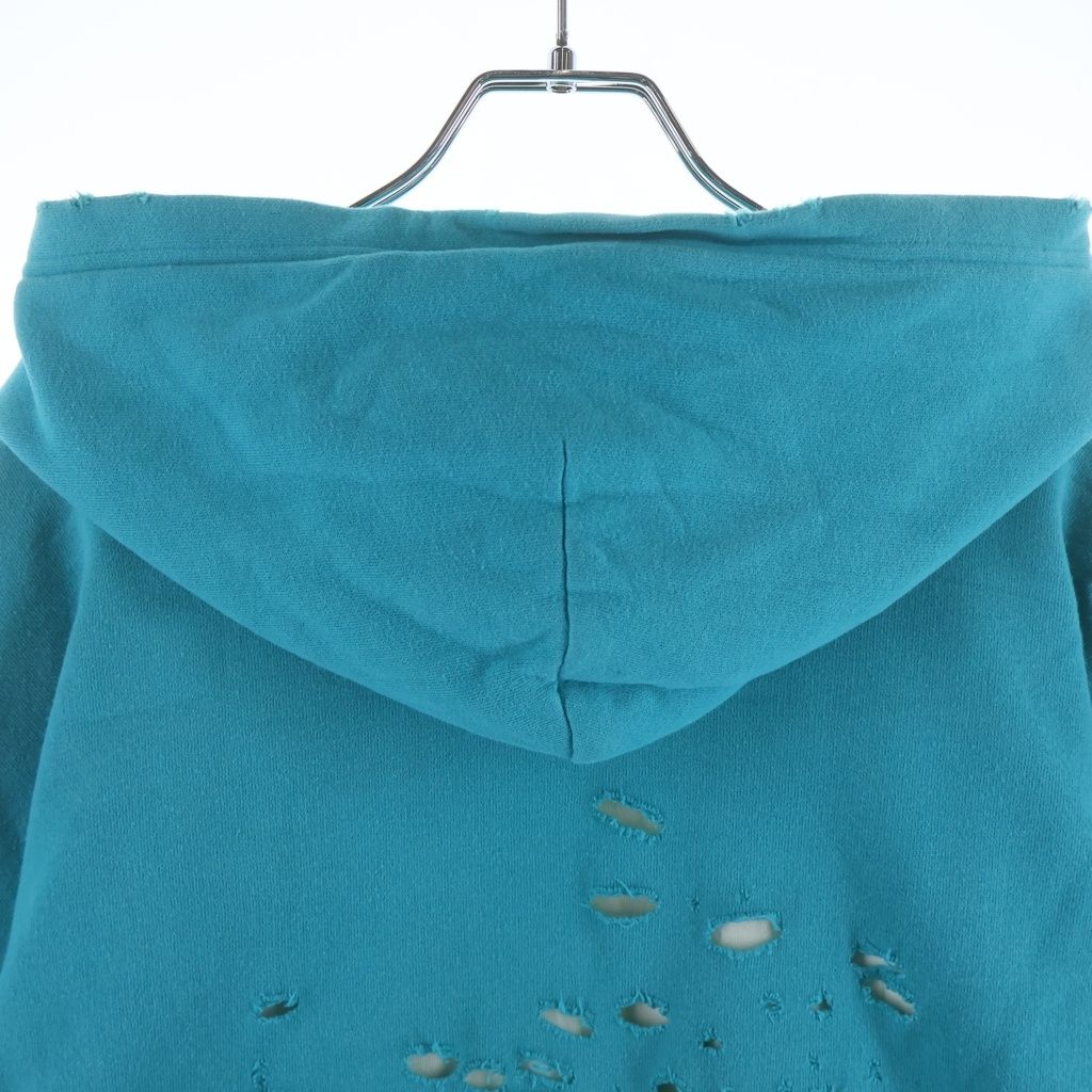 Balenciaga Destroyed Logo Midi Amfrey Souple Over Hoodie Green — view 4
