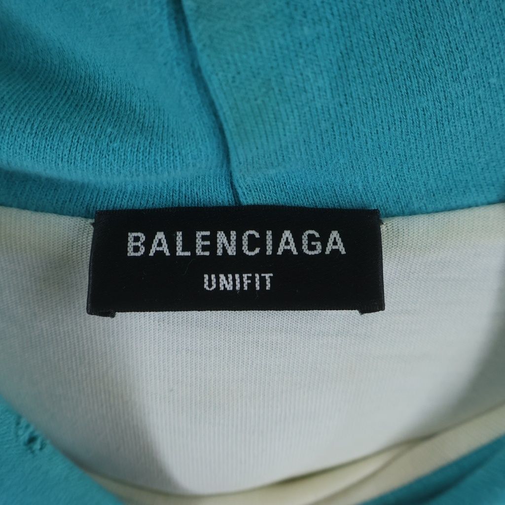 Balenciaga Destroyed Logo Midi Amfrey Souple Over Hoodie Green — view 6