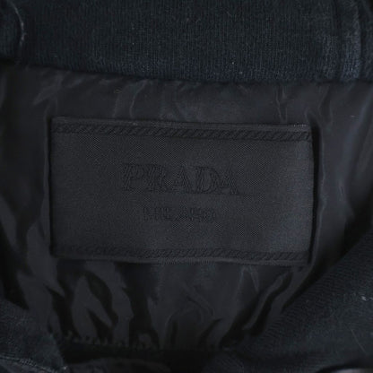 Prada Cotton Logo Hoodie Triangle Print Sweatshirt Pullover Black — view 6