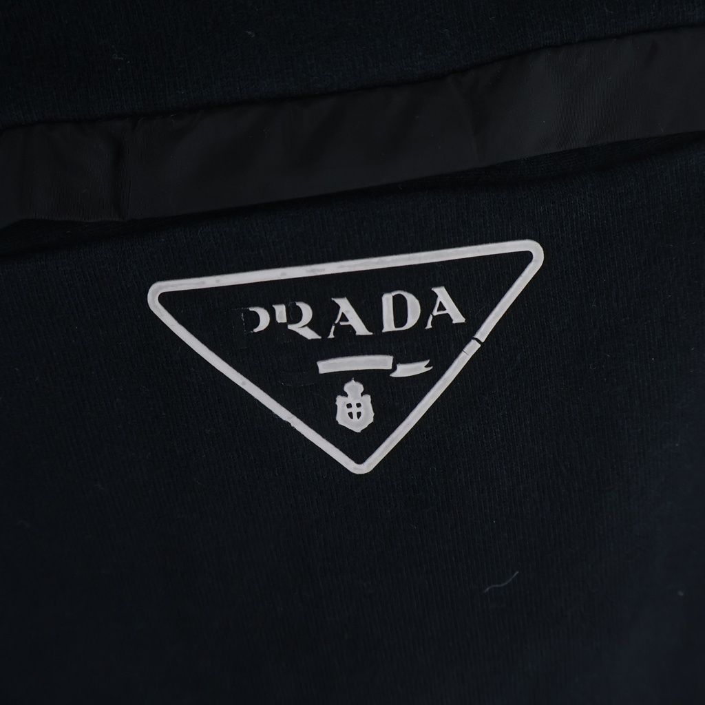 Prada Back Triangle Logo Print Nylon Pocket Sweatshirt Pants Black — view 5