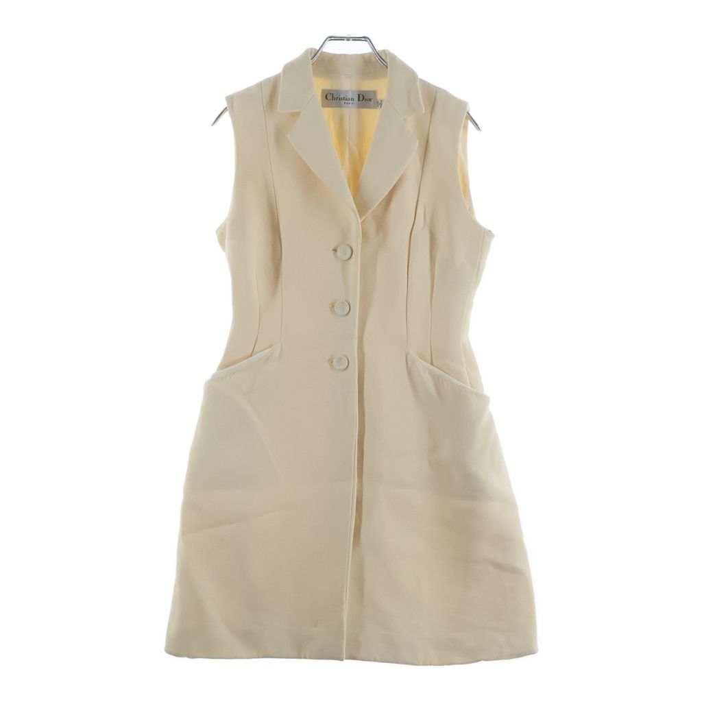 Dior Wool Silk Vest Gilet Dress Ivory 34