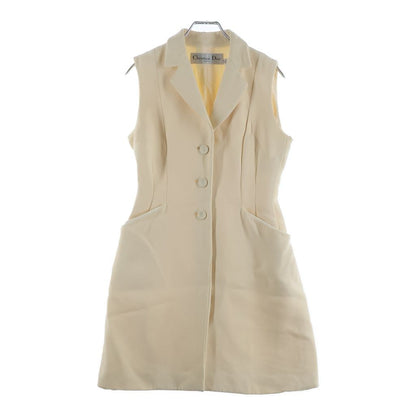 Dior Wool Silk Vest Gilet Dress Ivory 34