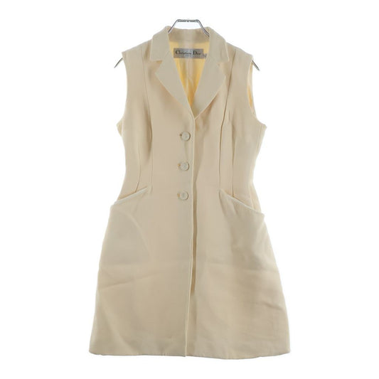 Dior Wool Silk Vest Gilet Dress Ivory 34