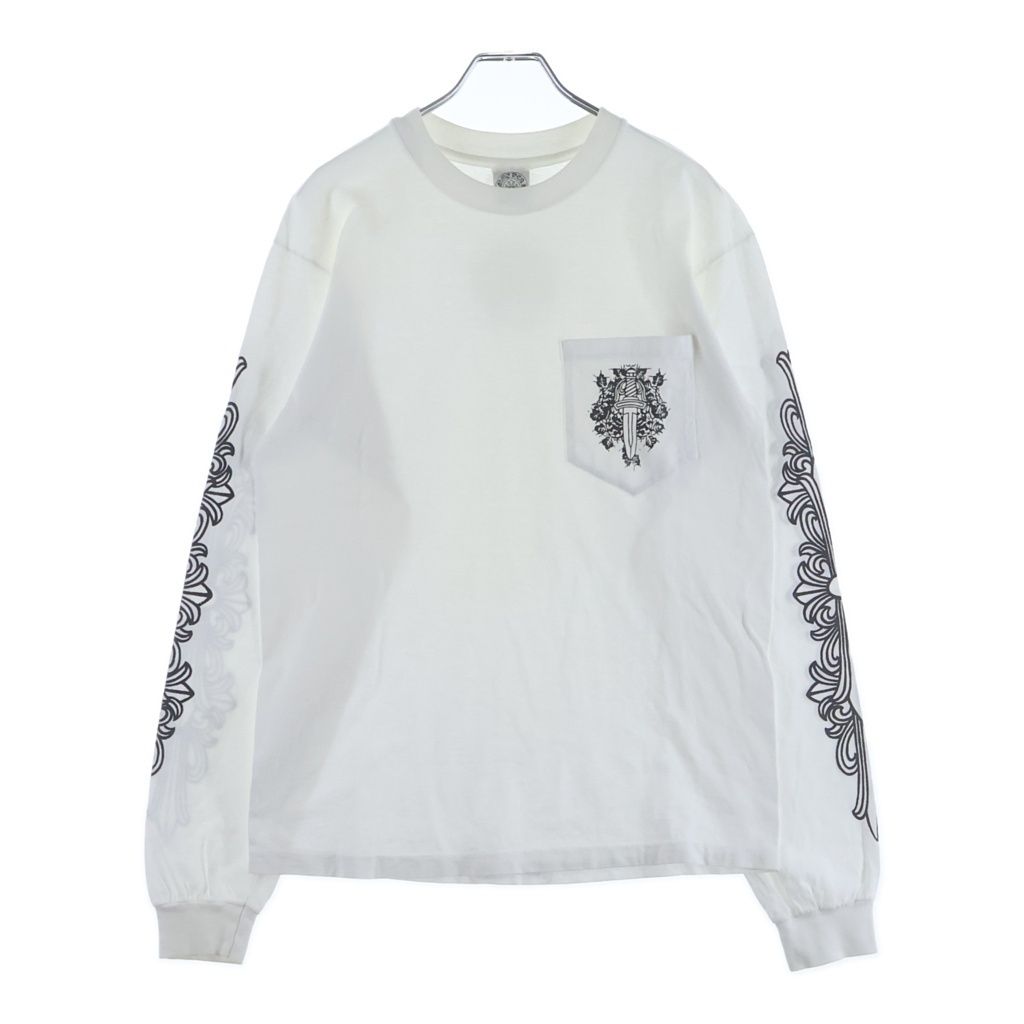 Chrome Hearts Vintage L S Tee Embroidery Sleeve Floral Print Back Horse Shoe