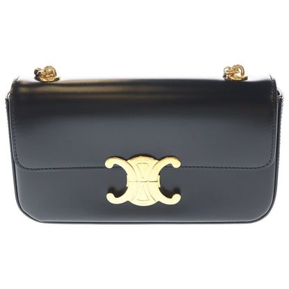 Celine Trio Chain Shoulder Bag Black Leather Gold