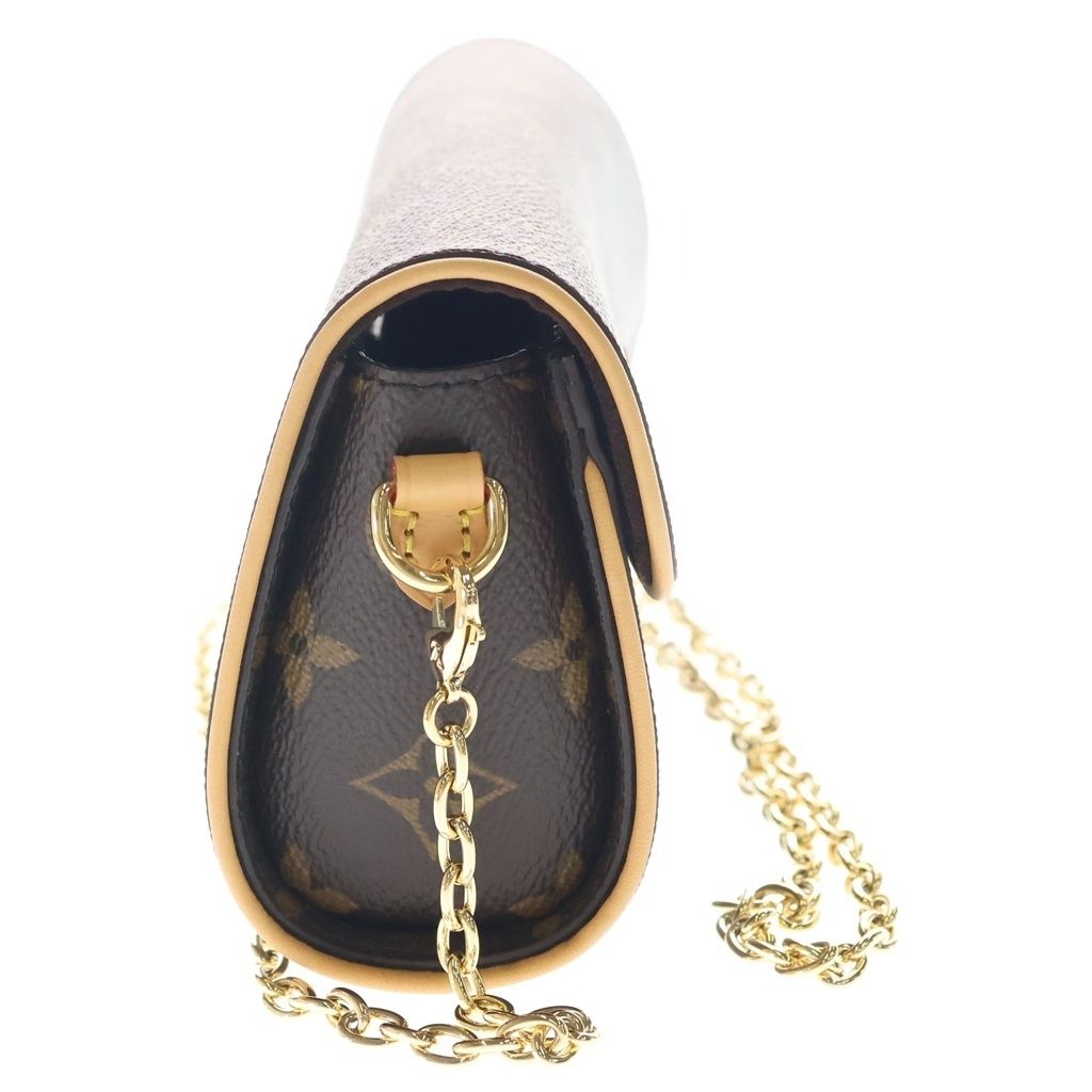 Louis Vuitton Monogram Pochette Kamiyu Brown Shoulder Bag Chain Leather Gold — view 3