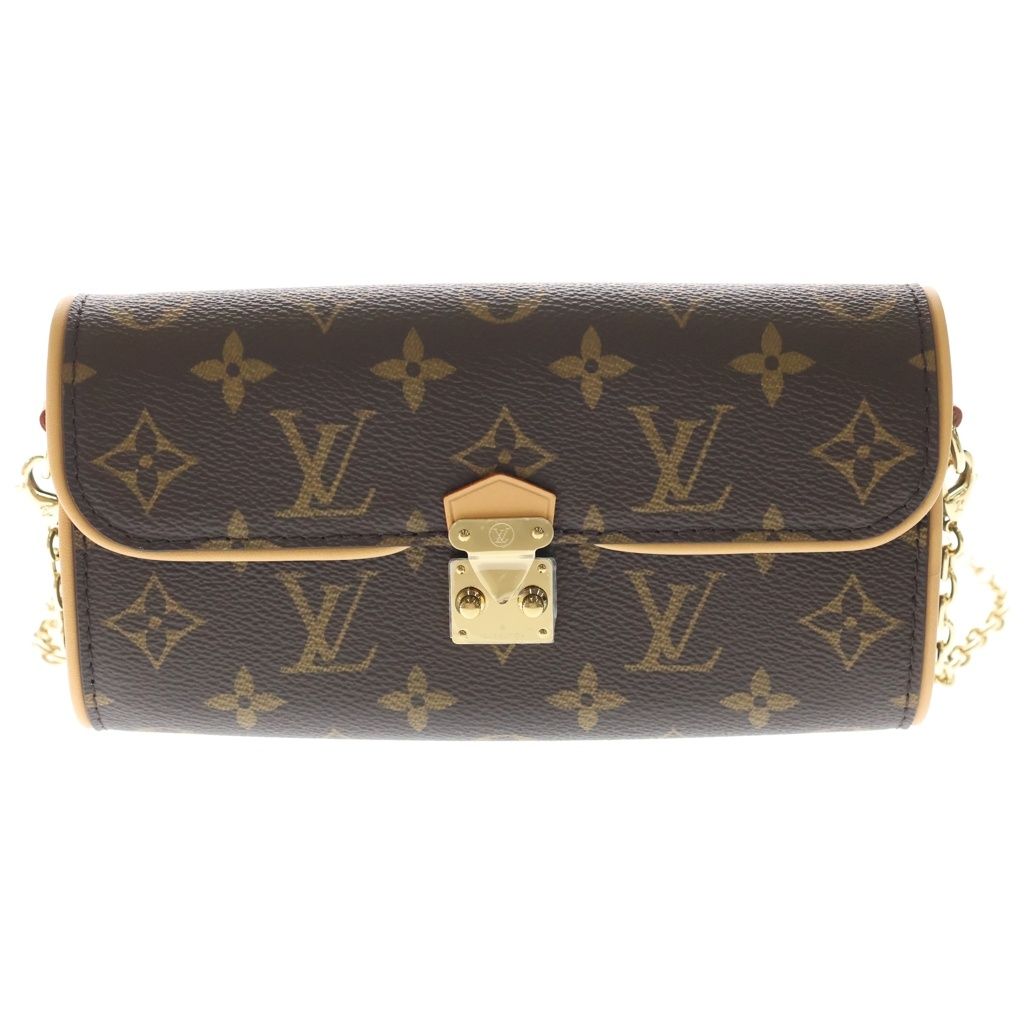 Louis Vuitton Monogram Pochette Kamiyu Brown Shoulder Bag Chain Leather Gold