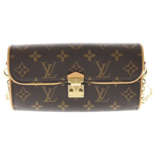 Louis Vuitton Monogram Pochette Kamiyu Brown Shoulder Bag Chain Leather Gold