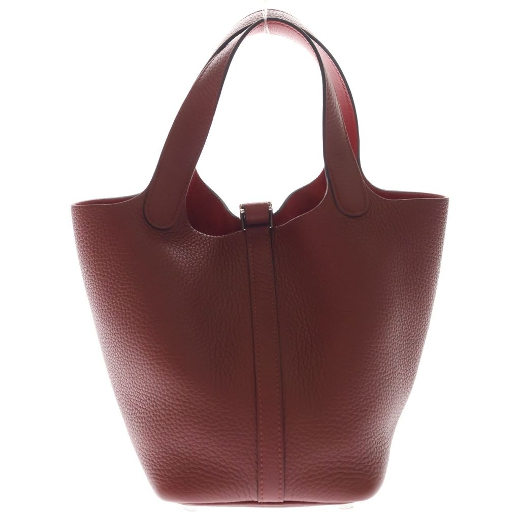 Hermes Picotin Lock PM Handbag Rouge Taurillon Clemence Silver — view 2