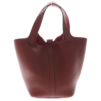 Hermes Picotin Lock PM Handbag Rouge Taurillon Clemence Silver — view 2
