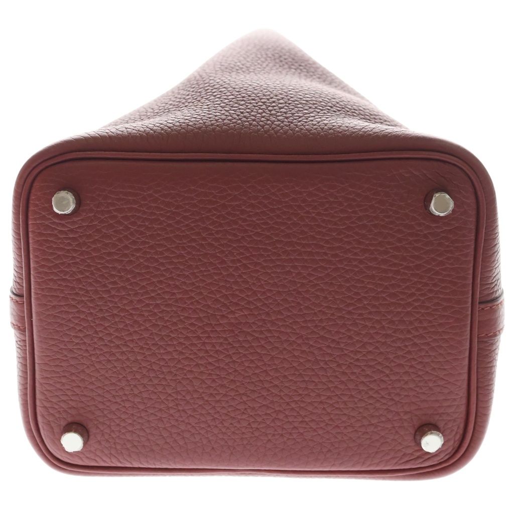 Hermes Picotin Lock PM Handbag Rouge Taurillon Clemence Silver — view 4