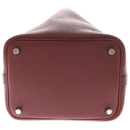 Hermes Picotin Lock PM Handbag Rouge Taurillon Clemence Silver — view 4