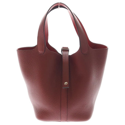 Hermes Picotin Lock PM Handbag Rouge Taurillon Clemence Silver