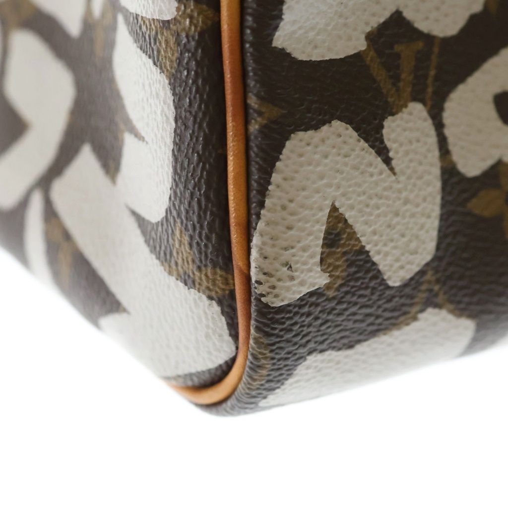 Louis Vuitton Monogram Graffiti Speedy 30 Boston Bag Brown Leather Gold — view 6