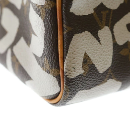 Louis Vuitton Monogram Graffiti Speedy 30 Boston Bag Brown Leather Gold — view 6