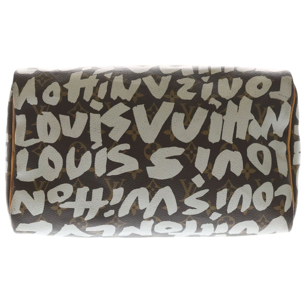 Louis Vuitton Monogram Graffiti Speedy 30 Boston Bag Brown Leather Gold — view 4