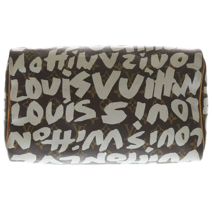 Louis Vuitton Monogram Graffiti Speedy 30 Boston Bag Brown Leather Gold — view 4